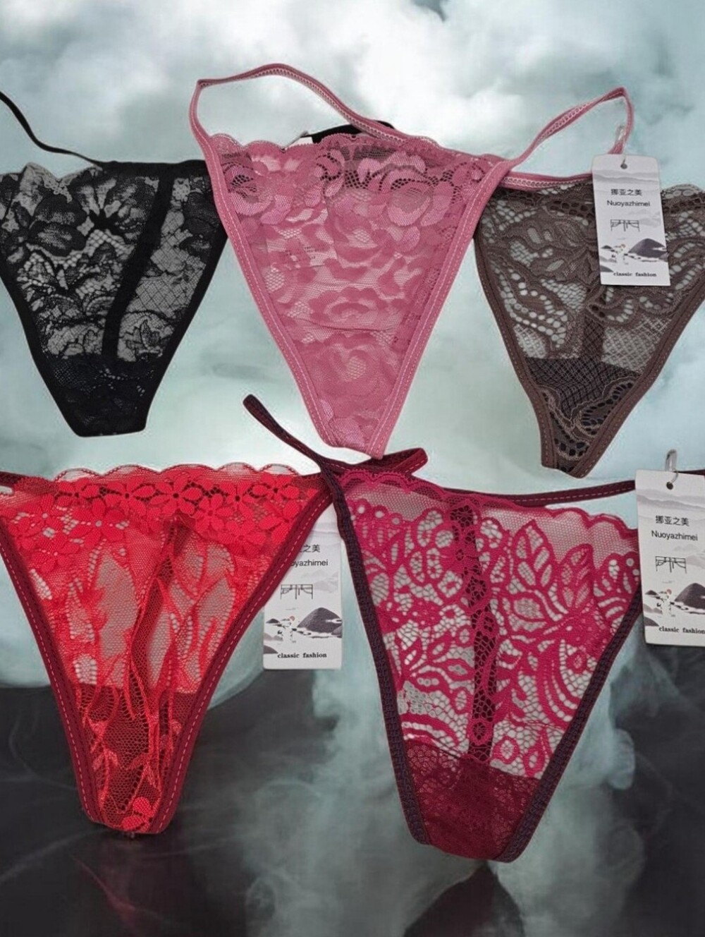 Women's 5 Lace Gstrings Panties Bundle.